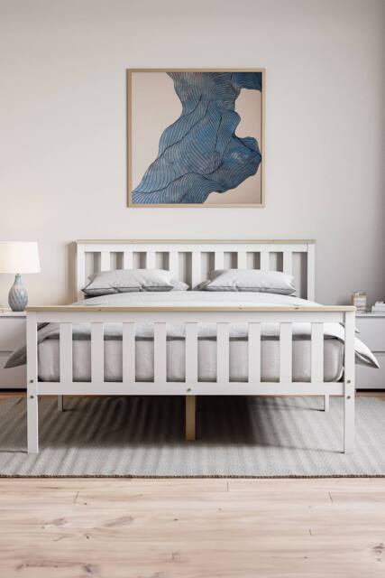 HD Designs Milan Single Double King Wooden Bed Frame High Foot Bedroom Furniture - image 1