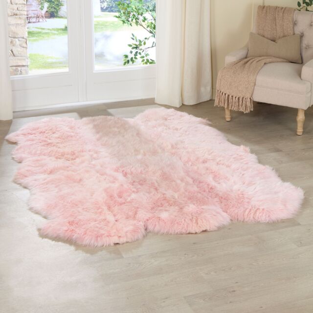 Native Natural Sextuple Blush Pink Sheepskin Rug - Size: 150 cm x 240 ...