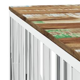 Berkfield Home Coffee Table Silver Stainless Steel & Solid Wood Reclaimed - thumbnail 5