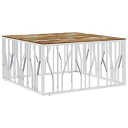 Berkfield Home Coffee Table Silver Stainless Steel & Solid Wood Reclaimed