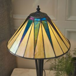 Loops Small Tiffany Glass Table Lamp - Geometric Design - Black Finish - 40W E14 Golf - thumbnail 3