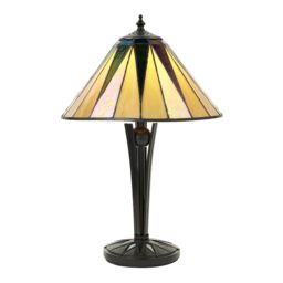 Loops Small Tiffany Glass Table Lamp - Geometric Design - Black Finish - 40W E14 Golf