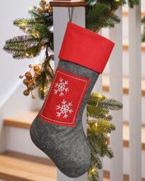 Dibor Set of 4 Nordic Style Snowflake Xmas Decor Christmas Gift Bag Stocking in Grey - Size: 4 Pack - thumbnail 2