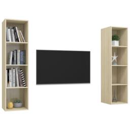 Berkfield Home Wall-mounted TV Cabinets 2 pcs Sonoma Oak Engineered Wood in Light Oak - thumbnail 3