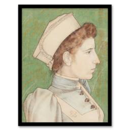 Artery8 Jan Toorop Framed Wall Art Print Portrait of Nurse Nelly in Uniform in Green - Size: A4 - thumbnail 1