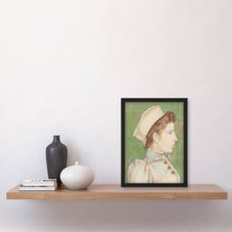 Artery8 Jan Toorop Framed Wall Art Print Portrait of Nurse Nelly in Uniform in Green - Size: A4 - thumbnail 2