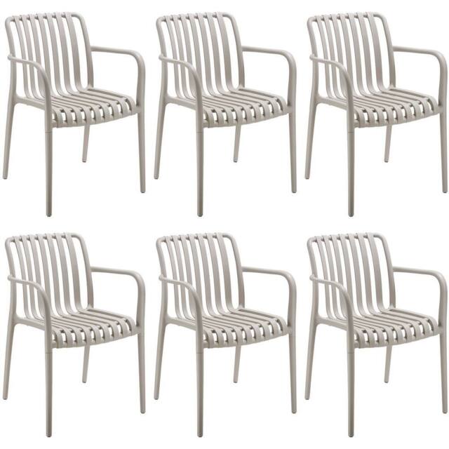 tectake Garden Chairs Alcudia in Taupe - Size: 6 Person - image 1