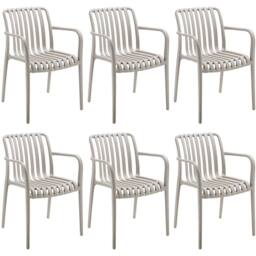 tectake Garden Chairs Alcudia in Taupe - Size: 6 Person - thumbnail 1