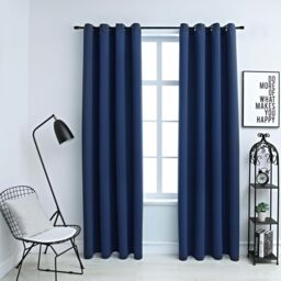 Berkfield Home Blackout Curtains with Metal Rings 2 pcs Blue 140x175 cm