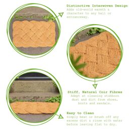 Nicola Spring Coir Knotted Door Mat - 68 x 43cm in Brown - Size: 40 cm x 70 cm - thumbnail 2