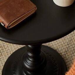 FORGEVIO Vintage Black Metal Round Pedestal Side Nightstand - thumbnail 5