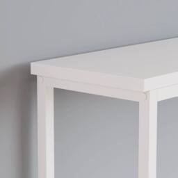 VOGREX White MDF Narrow Console Table White Metal Frame Storage Shelf - thumbnail 4