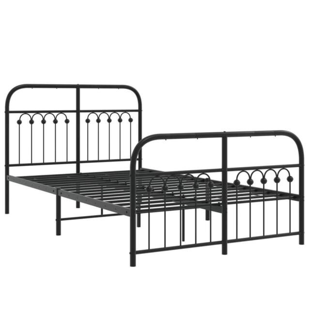 Berkfield Home Metal Bed Frame without Mattress with Footboard Black 120x190cm - Size: 120x190 cm - image 1
