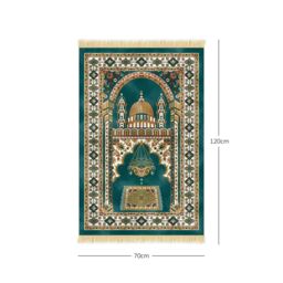 Nicoman Velvet Prayer Mat 120cm x 70cm in Green - Size: 70 cm x 120 cm - thumbnail 3