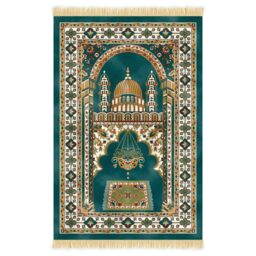 Nicoman Velvet Prayer Mat 120cm x 70cm in Green - Size: 70 cm x 120 cm - thumbnail 2