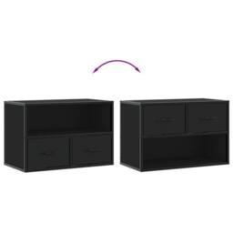 Berkfield Home TV Cabinet Black 60x31x39.5 cm Engineered Wood & Metal - thumbnail 7
