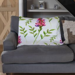 Benjamin Tate Design Pink & Green Leaves Blanket in Natural - Size: 120 cm x 150 cm - thumbnail 2