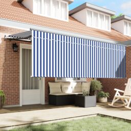 Berkfield Home Retractable Awning Blue & white Anthracite 350 x 200 cm - thumbnail 3