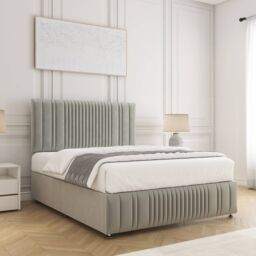 "BSSPOKE Rosie Divan Bed Plush Velvet 24"" Headboard & No Mattress No Drawers in Silver - Size: Single" - thumbnail 3