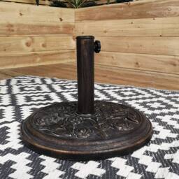 Samuel Alexander Outdoor 6 Person Glass Top Table Benches & Chairs, Havana Parasol & Base Set in Black - thumbnail 7
