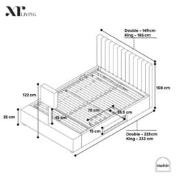 X Rocker Maisie Velvet Upholstered Ottoman TV Bed with Storage & LED Lights in Navy - Size: King - thumbnail 6