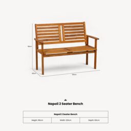 Royalcraft NAPOLI 2 Seater Garden Furniture Bench in Natural - thumbnail 6