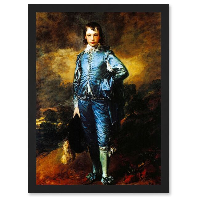 Artery8 Painting Portrait Study Gainsborough Blue Boy A4 Artwork Framed Wall Art Print in Black - image 1