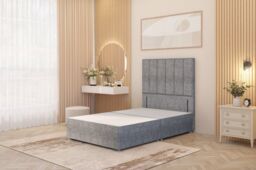 "Somnior Austin 4 Drawer Divan Bed Base & 54"" Floor Standing Headboard Tweed in Grey - Size: King" - thumbnail 2