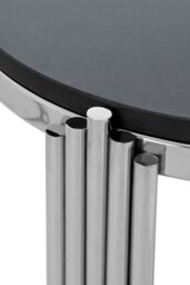 Orsina Luxe Black Granite Round Side Table, Metallic Bedside Table, Lounge Table By Couch, Versatile Decorative Table in Silver - thumbnail 3