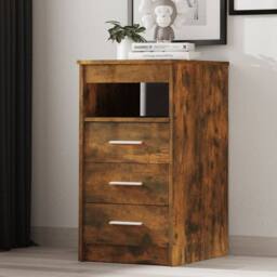 Berkfield Home Drawer Cabinet Smoked Oak 40x50x76 cm Engineered Wood in Brown - Size: 40 x 50 x 76 cm - thumbnail 2