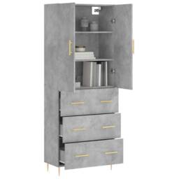 Berkfield Home Highboard Concrete Grey 69.5x34x180 cm Engineered Wood - thumbnail 3