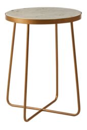 Orsina Round White Marble Side Table With Gold Cross Base, Solid Marble Top Modern Side Table For Living Room - thumbnail 6