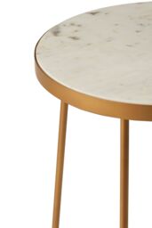 Orsina Round White Marble Side Table With Gold Cross Base, Solid Marble Top Modern Side Table For Living Room - thumbnail 4