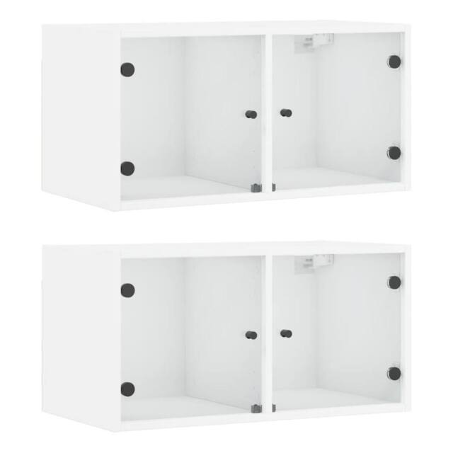Berkfield Home Wall Cabinets with Glass Doors 2 pcs White 68.5x37x35 cm - image 1
