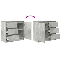 Berkfield Home Sideboard with Drawer Concrete Grey 71x35x65 cm Engineered Wood - Size: 71 x 35 x 65 cm - thumbnail 9