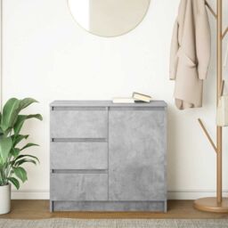 Berkfield Home Sideboard with Drawer Concrete Grey 71x35x65 cm Engineered Wood - Size: 71 x 35 x 65 cm - thumbnail 3
