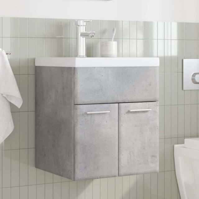 Berkfield Home Durable 2 Piece Bathroom Furniture Set Concrete Grey Engineered Wood - image 1