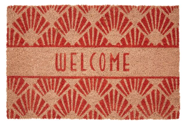Orsina Welcome Doormat With Geometric Pattern, Art Deco Rug, Rectangular Dusk Pink Doormat, Rug For Outdoor Use - Size: 100 cm diameter - image 1