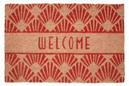 Orsina Welcome Doormat With Geometric Pattern, Art Deco Rug, Rectangular Dusk Pink Doormat, Rug For Outdoor Use - Size: 100 cm diameter