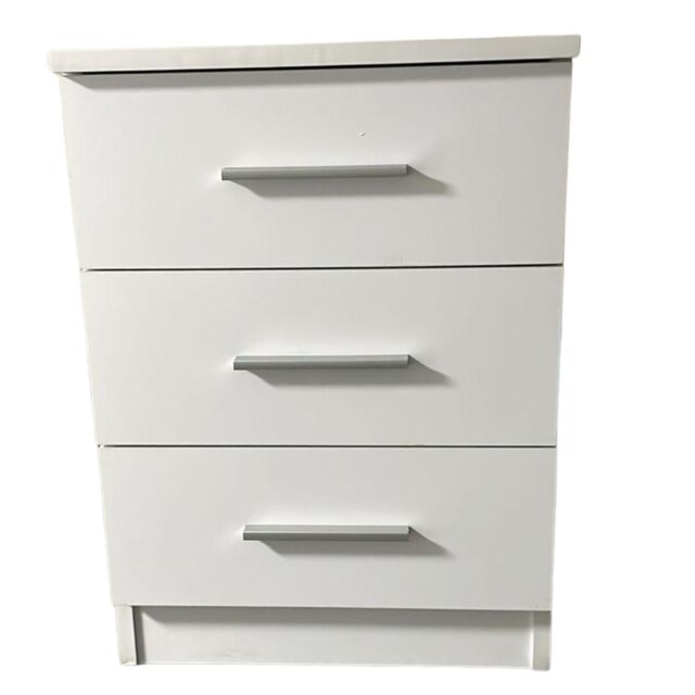 Interior Emporium Ltd 3-Drawer Bedside Table - Compact Nightstand with Storage - Modern Bedroom Furniture (White) in White - image 1