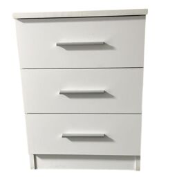 Interior Emporium Ltd 3-Drawer Bedside Table - Compact Nightstand with Storage - Modern Bedroom Furniture (White) in White - thumbnail 1