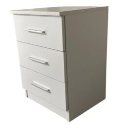 Interior Emporium Ltd 3-Drawer Bedside Table - Compact Nightstand with Storage - Modern Bedroom Furniture (White) in White - thumbnail 3