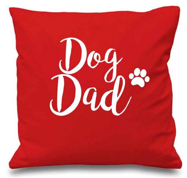 "60 SECOND MAKEOVER Dog Dad Red Cushion Cover 16"" x 16"" Mum Friend Gift Pet Present - Size: 40 cm x 40 cm"