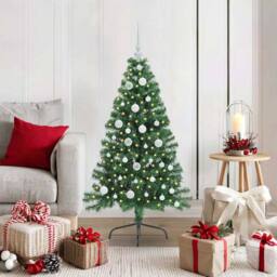 Berkfield Home Artificial Pre-lit Christmas Tree Green 120 cm PVC - thumbnail 1