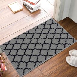 Smart Living Trellis Heavy Duty Machine Washable Hallway Kitchen Non Slip Door Mat in Grey - Size: 67 cm x 120 cm - thumbnail 2