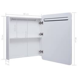 Berkfield Home LED Bathroom Mirror Cabinet 68x9x80 cm in White - Size: 68 x 9 x 80 cm - thumbnail 7