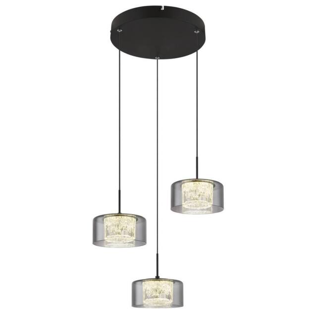 Netlighting Fogsy Cluster Pendant Matt Black Smoke Glass Shade 3x LED 4000K - image 1