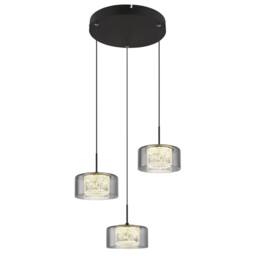 Netlighting Fogsy Cluster Pendant Matt Black Smoke Glass Shade 3x LED 4000K
