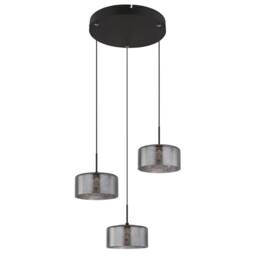 Netlighting Fogsy Cluster Pendant Matt Black Smoke Glass Shade 3x LED 4000K - thumbnail 2