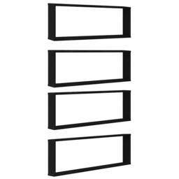 Berkfield Home Wall Cube Shelves 4 pcs Black Oak 100x15x30 cm Engineered Wood - Size: 100 x 15 x 30 cm - thumbnail 2